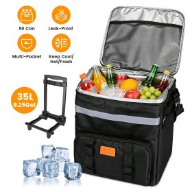 Portable Rolling Cooler Bag with Wheels and Side Handles Shoulder Strap 30L 50 Can Collapsible Insulated Leakproof Cooler for Camping Patio Trave
